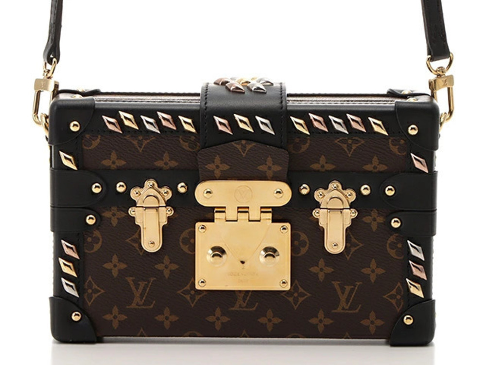 LOUIS VUITTON Malle Monogram Clutch Bag Stone Motif Noir Black